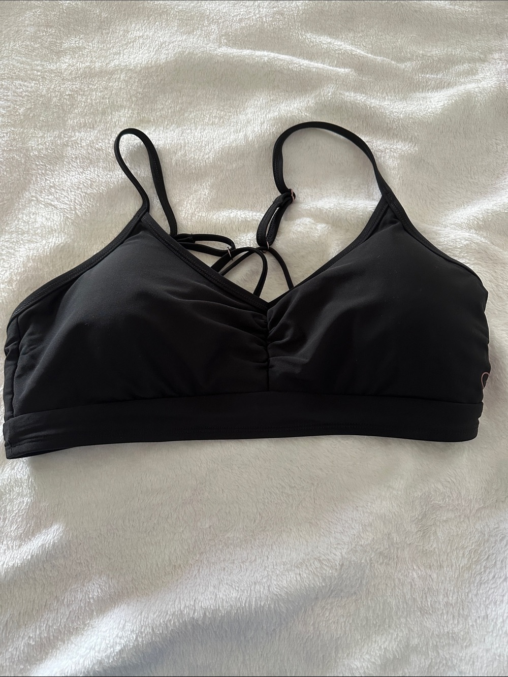 Calia Ruched Front cross bikini top Black Large